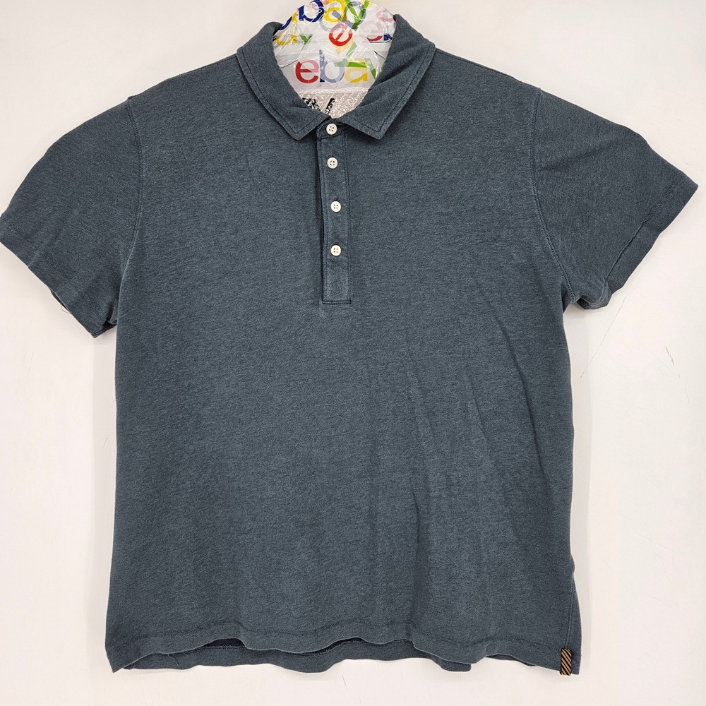 Billy Reid Shirt Mens XL Blue Gray Polo Casual Button Up Preppy Short‎ Sleeve